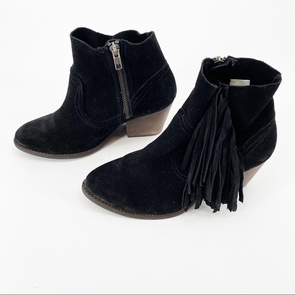 Steve Madden Faulkner Black Fringe Ankle Booties, Size 6 M - Picture 7 of 14